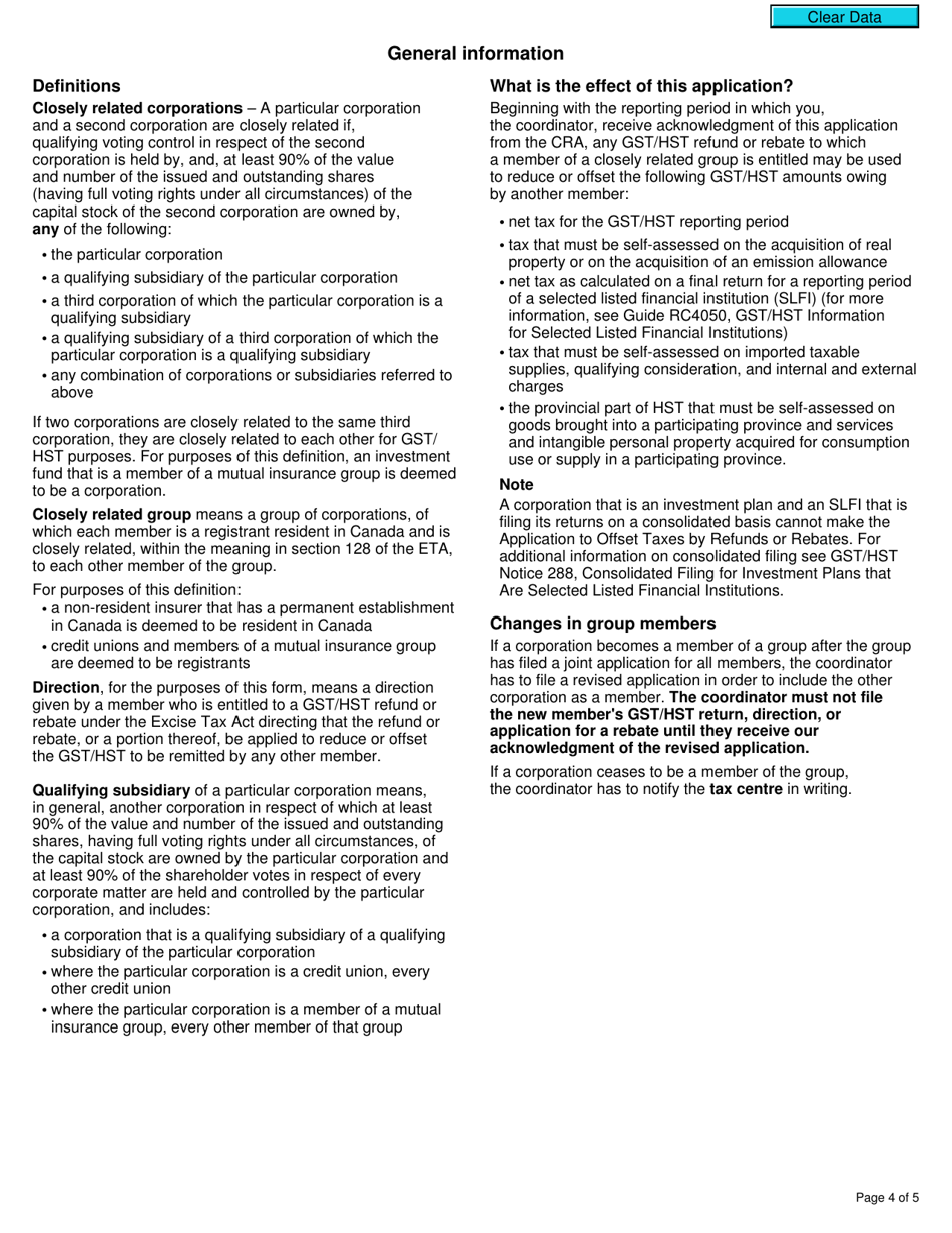 Form GST303 Application to Offset Taxes by Refunds or Rebates - Canada, Page 4