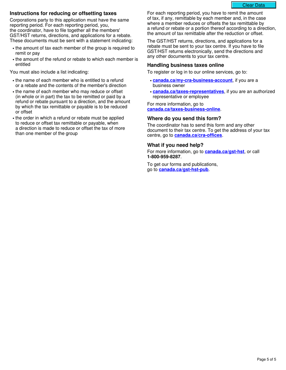 Form GST303 Application to Offset Taxes by Refunds or Rebates - Canada, Page 5