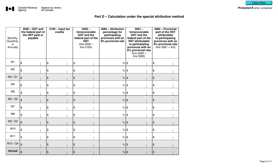 Form GST494 Gst / Hst Final Return for Selected Listed Financial Institutions - Canada, Page 6
