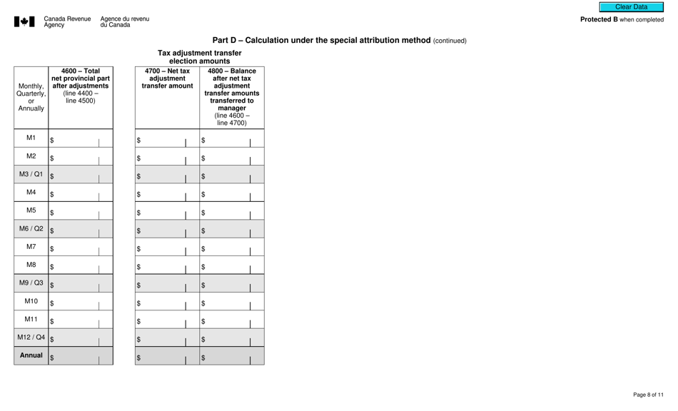 Form GST494 Gst / Hst Final Return for Selected Listed Financial Institutions - Canada, Page 8