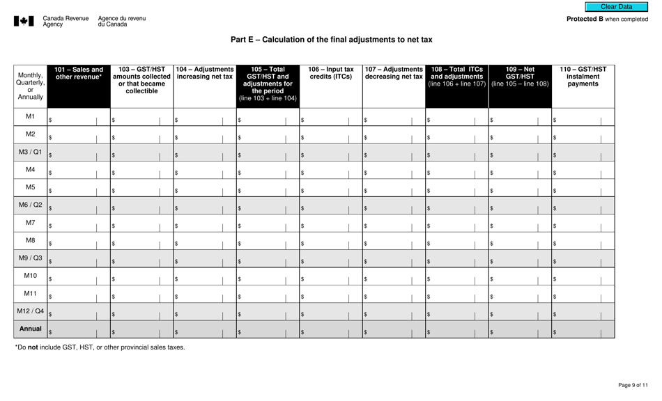 Form GST494 Download Fillable PDF or Fill Online Gst/Hst Final Return