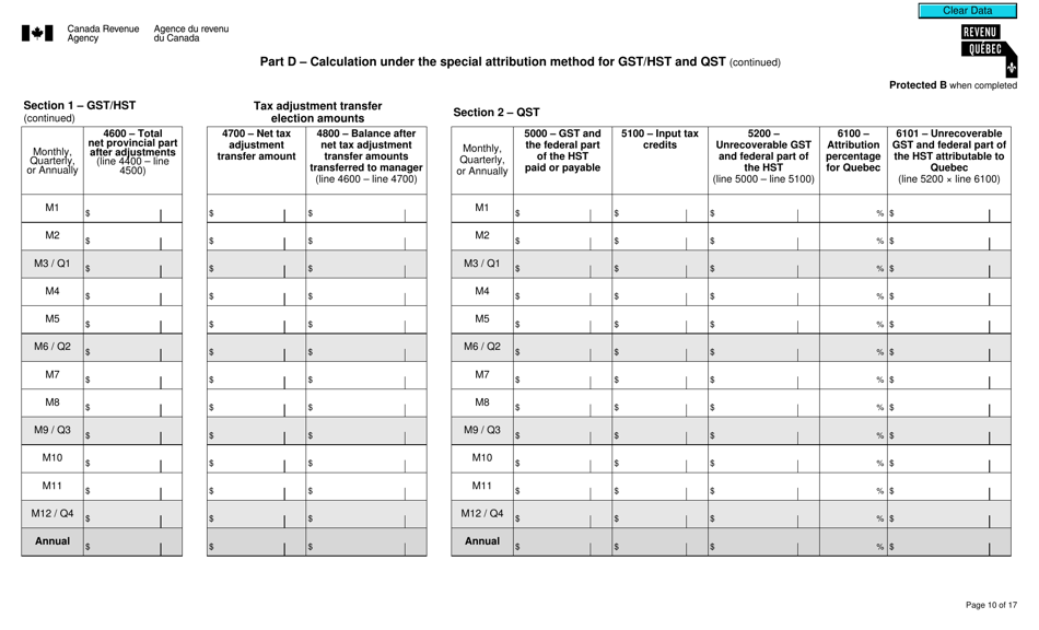 Form RC7294 Gst / Hst and Qst Final Return for Selected Listed Financial Institutions - Canada, Page 10