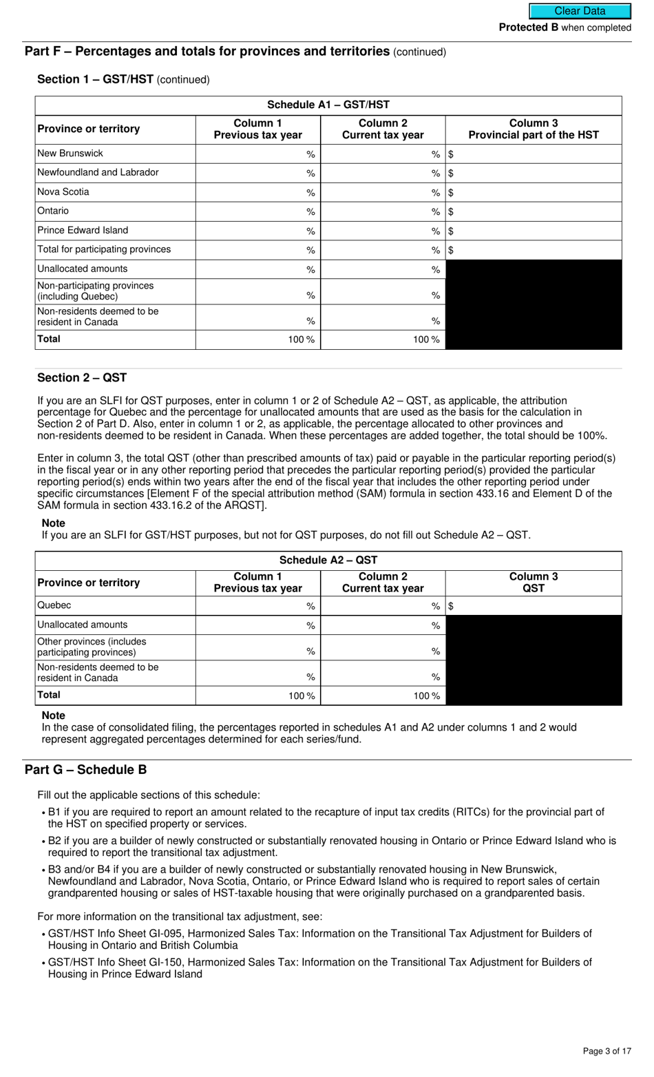 Form RC7294 Gst / Hst and Qst Final Return for Selected Listed Financial Institutions - Canada, Page 3