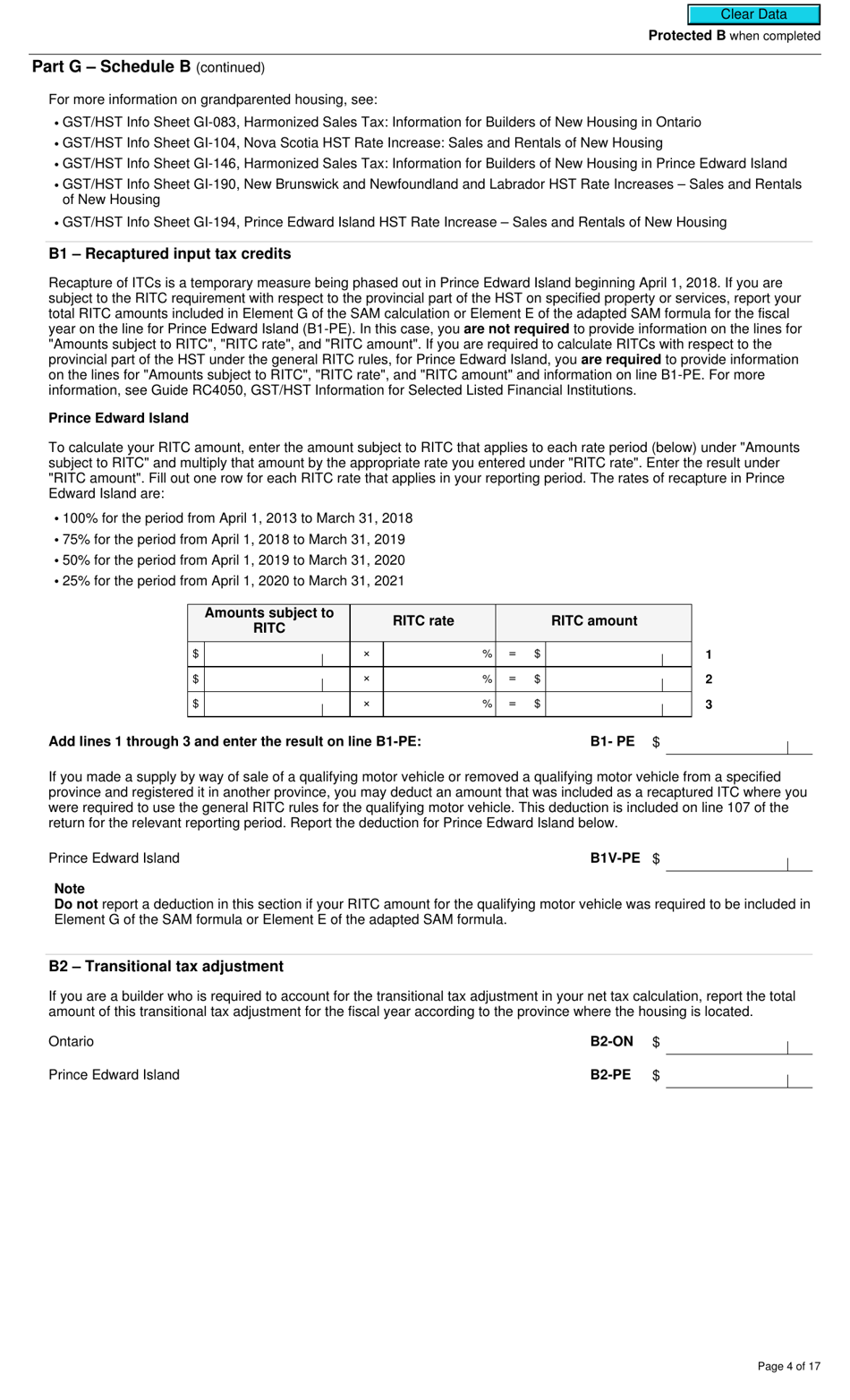 Form RC7294 Gst / Hst and Qst Final Return for Selected Listed Financial Institutions - Canada, Page 4