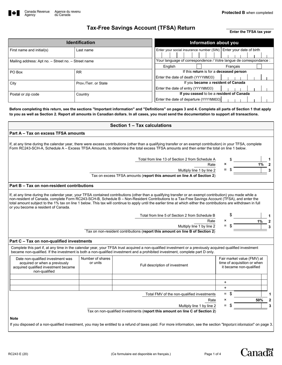 Form RC243 Download Fillable PDF or Fill Online TaxFree Savings