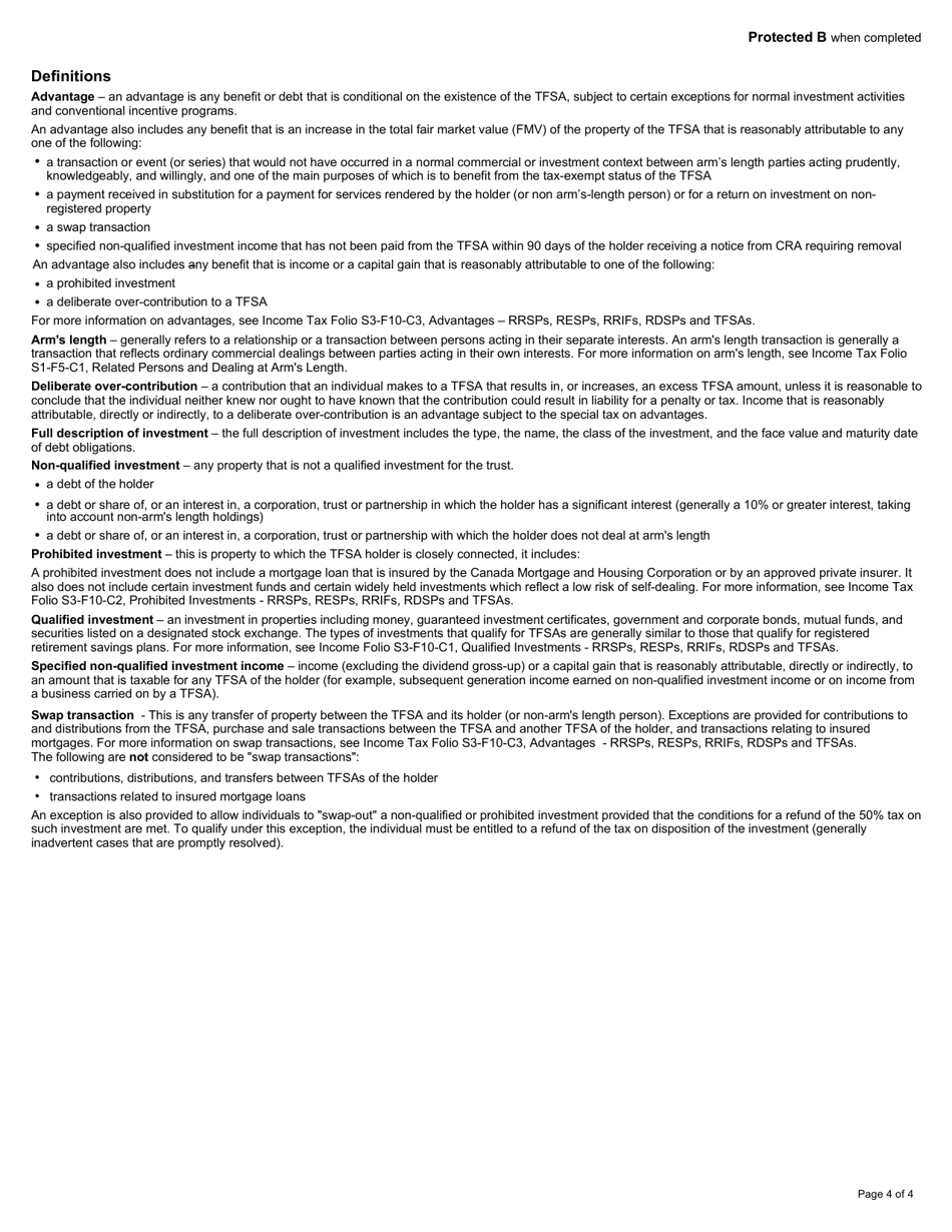 Form RC243 Tax-Free Savings Account (Tfsa) Return - Canada, Page 4
