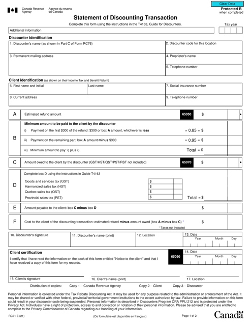 Form RC71  Printable Pdf