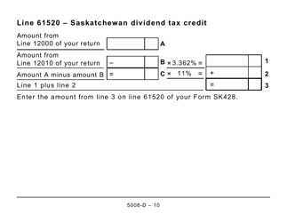 Form 5008-D Worksheet SK428 Saskatchewan - Large Print - Canada, Page 10