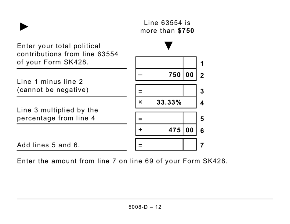 Form 5008-D Worksheet SK428 Saskatchewan - Large Print - Canada, Page 12
