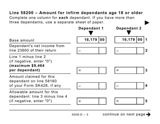 Form 5008-D Worksheet SK428 Saskatchewan - Large Print - Canada, Page 3