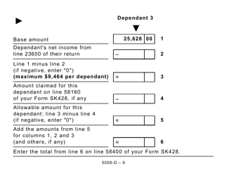 Form 5008-D Worksheet SK428 Saskatchewan - Large Print - Canada, Page 6