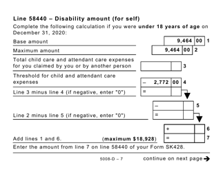 Form 5008-D Worksheet SK428 Saskatchewan - Large Print - Canada, Page 7