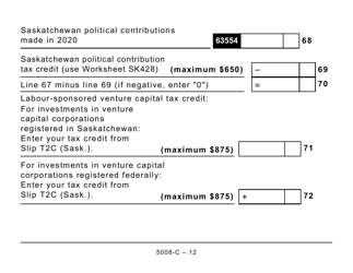 Form 5008-C (SK428) Saskatchewan Tax and Credits - Large Print - Canada, Page 12