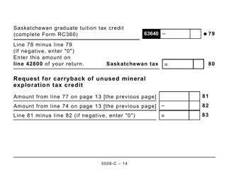 Form 5008-C (SK428) Saskatchewan Tax and Credits - Large Print - Canada, Page 14