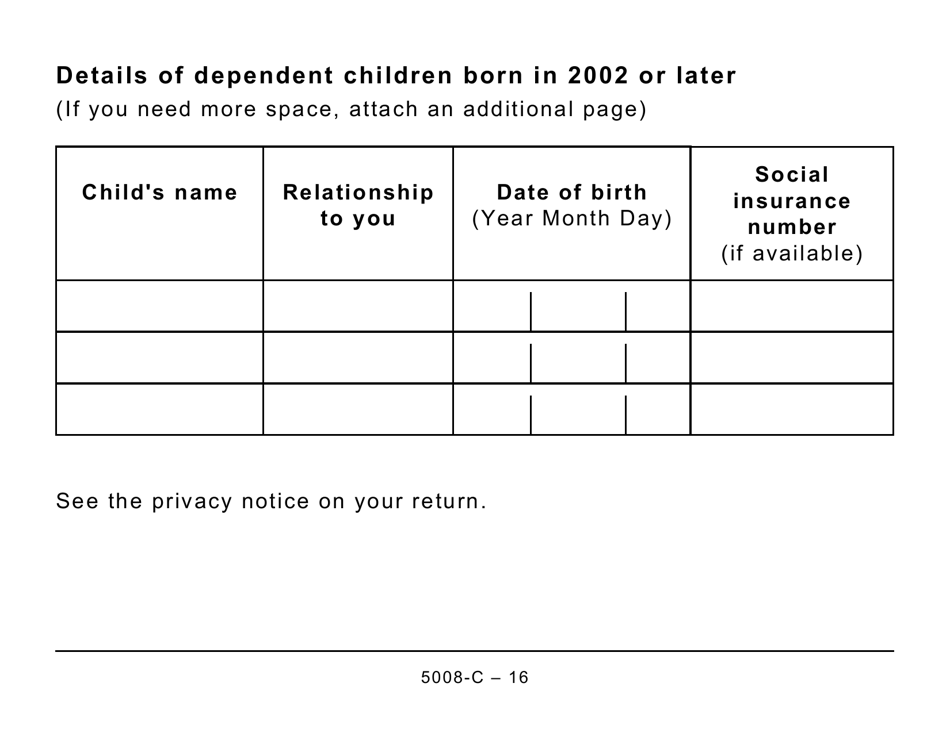 Form 5008-C (SK428) Saskatchewan Tax and Credits - Large Print - Canada, Page 16