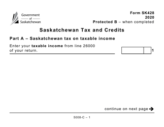 Form 5008-C (SK428) Saskatchewan Tax and Credits - Large Print - Canada