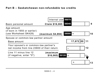 Form 5008-C (SK428) Saskatchewan Tax and Credits - Large Print - Canada, Page 4