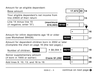 Form 5008-C (SK428) Saskatchewan Tax and Credits - Large Print - Canada, Page 5