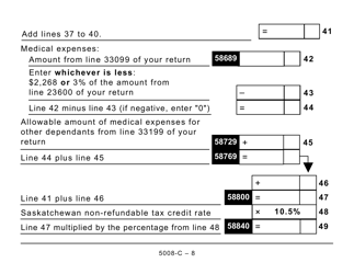 Form 5008-C (SK428) Saskatchewan Tax and Credits - Large Print - Canada, Page 8