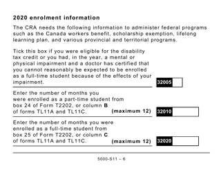 Form 5000-S11 Schedule 11 Federal Tuition, Education, and Textbook Amounts and Canada Training Credit - Large Print - Canada, Page 6