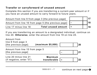 Form 5000-S11 Schedule 11 Federal Tuition, Education, and Textbook Amounts and Canada Training Credit - Large Print - Canada, Page 7