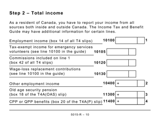 Form 5015-R Income Tax and Benefit Return - Large Print - Canada, Page 10