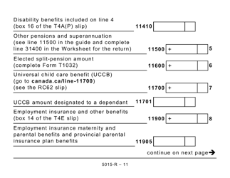 Form 5015-R Income Tax and Benefit Return - Large Print - Canada, Page 11