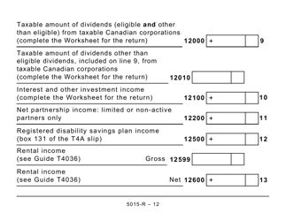 Form 5015-R Income Tax and Benefit Return - Large Print - Canada, Page 12