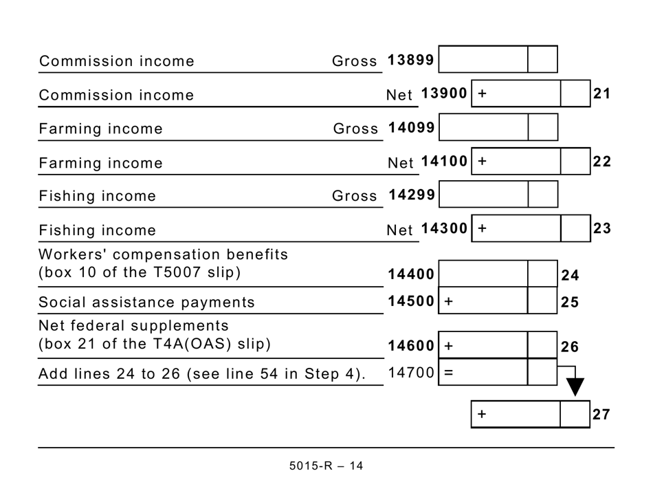 Form 5015-R Income Tax and Benefit Return - Large Print - Canada, Page 14
