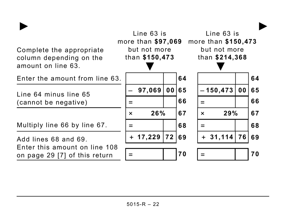 Form 5015-R Income Tax and Benefit Return - Large Print - Canada, Page 22