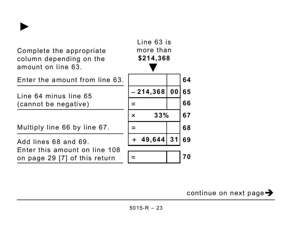 Form 5015-R Income Tax and Benefit Return - Large Print - Canada, Page 23