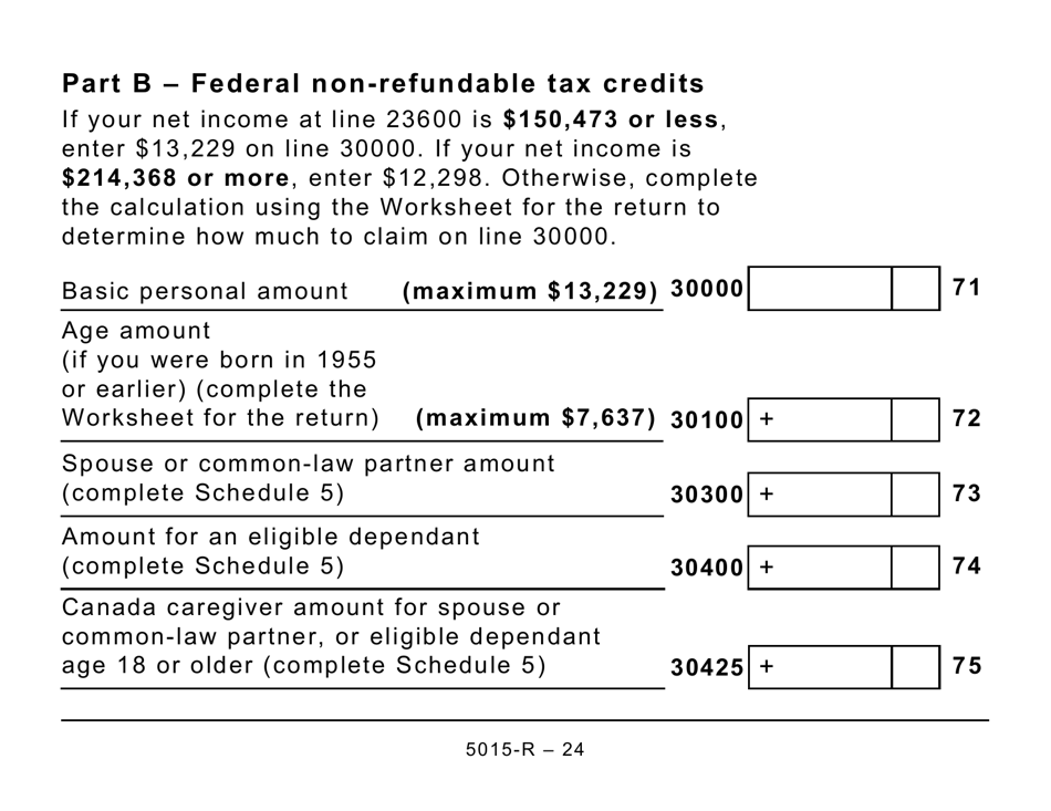 Form 5015-R Income Tax and Benefit Return - Large Print - Canada, Page 24
