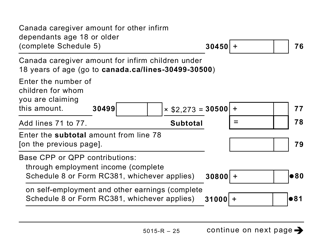 Form 5015-R Income Tax and Benefit Return - Large Print - Canada, Page 25