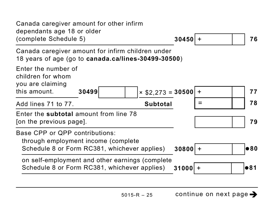 Form 5015-R Income Tax and Benefit Return - Large Print - Canada, Page 25