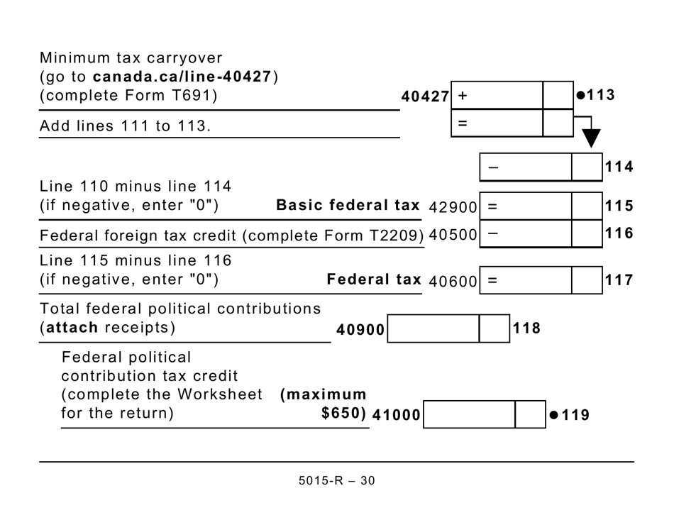 Form 5015-R Income Tax and Benefit Return - Large Print - Canada, Page 30