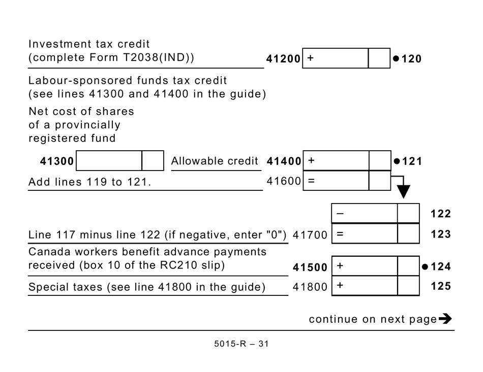 Form 5015-R Income Tax and Benefit Return - Large Print - Canada, Page 31