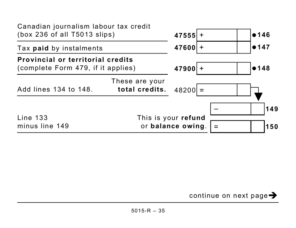 Form 5015-R Income Tax and Benefit Return - Large Print - Canada, Page 35