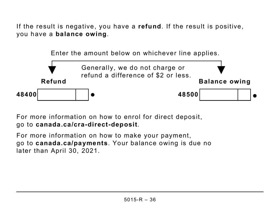 Form 5015-R Income Tax and Benefit Return - Large Print - Canada, Page 36