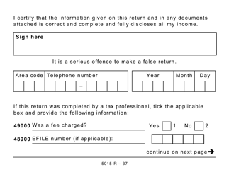 Form 5015-R Income Tax and Benefit Return - Large Print - Canada, Page 37