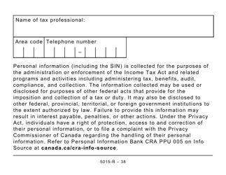 Form 5015-R Income Tax and Benefit Return - Large Print - Canada, Page 38