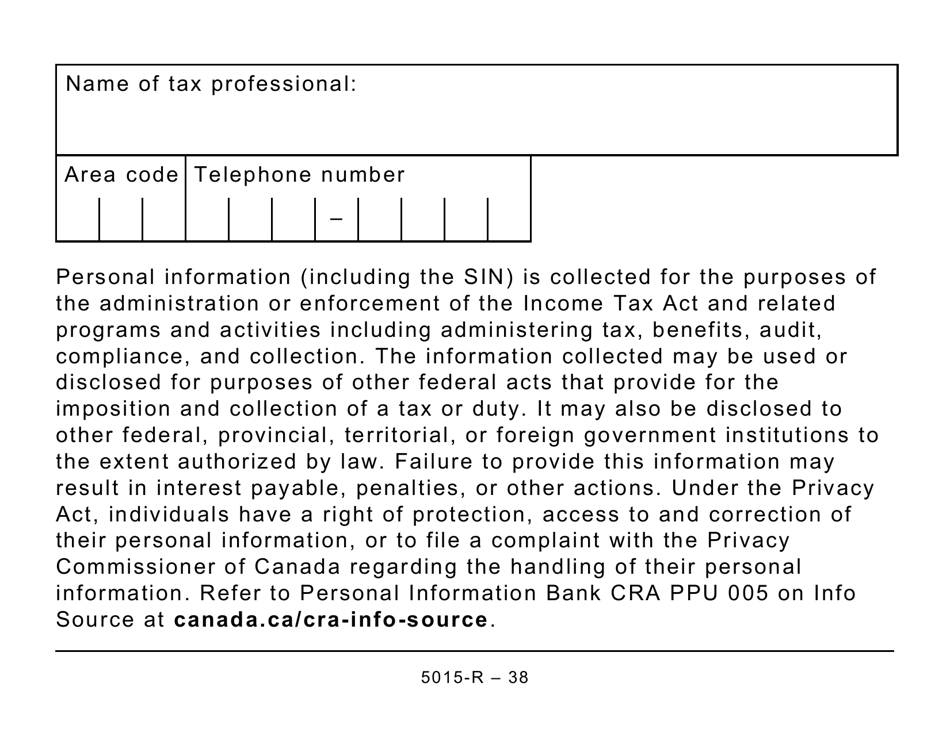 Form 5015-R Income Tax and Benefit Return - Large Print - Canada, Page 38