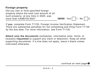 Form 5015-R Income Tax and Benefit Return - Large Print - Canada, Page 9