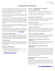 Forme V-3027 Declaration De La Redevance Pour Le Transport Remunere De Personnes Par Automobile - Quebec, Canada (French), Page 2
