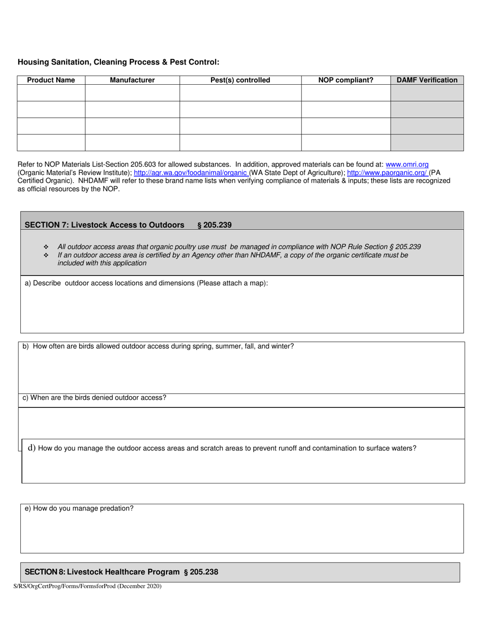 Organic System Plan (Osp) - Poultry  Other Fowl - New Hampshire, Page 4