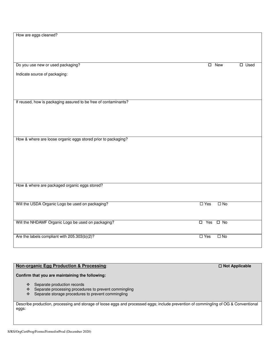 Organic System Plan (Osp) - Poultry  Other Fowl - New Hampshire, Page 7