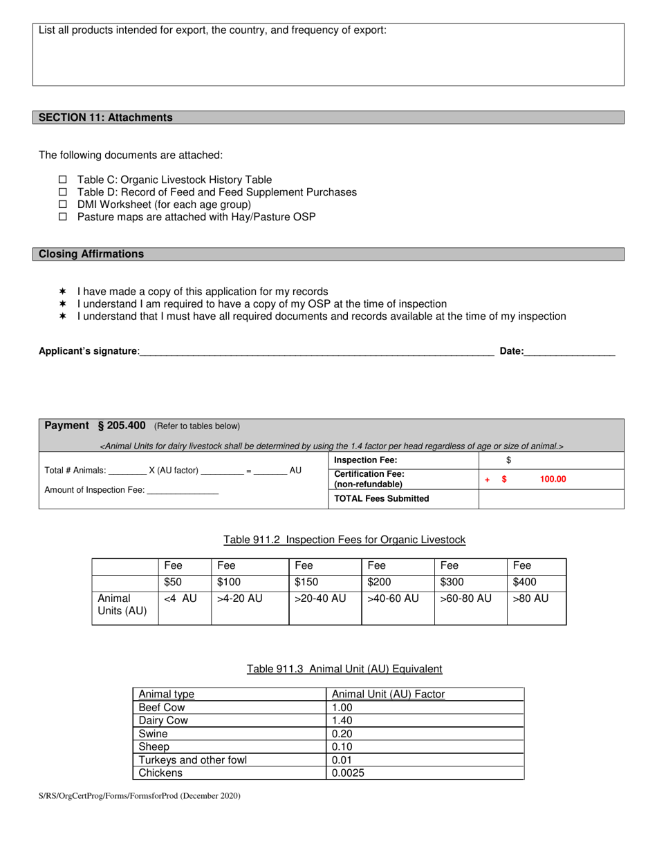 Organic System Plan (Osp) - Livestock Production - New Hampshire, Page 12