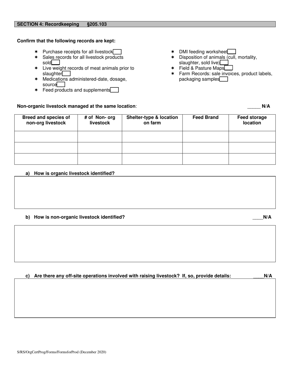 Organic System Plan (Osp) - Livestock Production - New Hampshire, Page 3