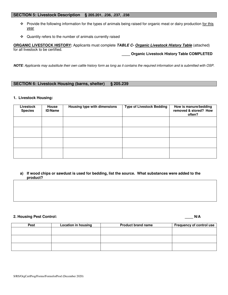Organic System Plan (Osp) - Livestock Production - New Hampshire, Page 4