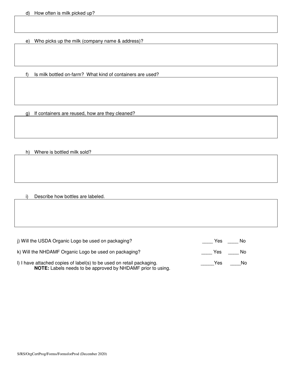 Organic System Plan (Osp) - Livestock Production - New Hampshire, Page 8