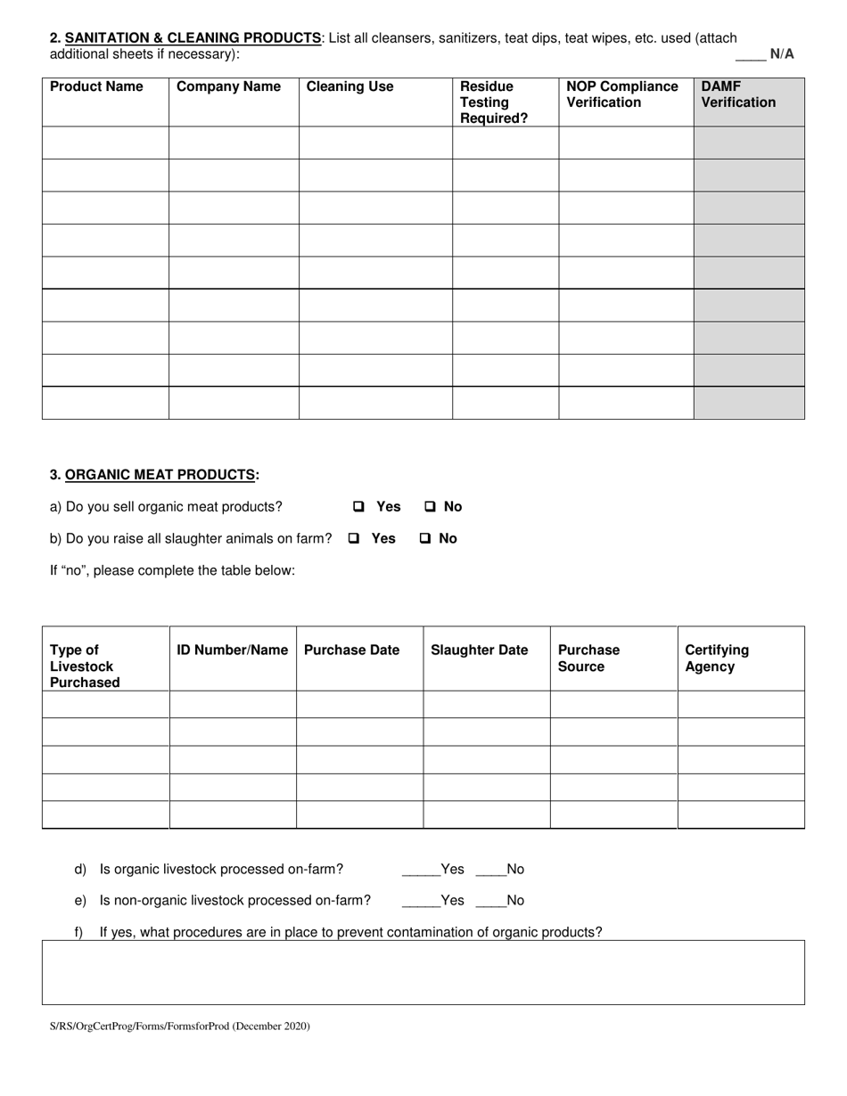 Organic System Plan (Osp) - Livestock Production - New Hampshire, Page 9